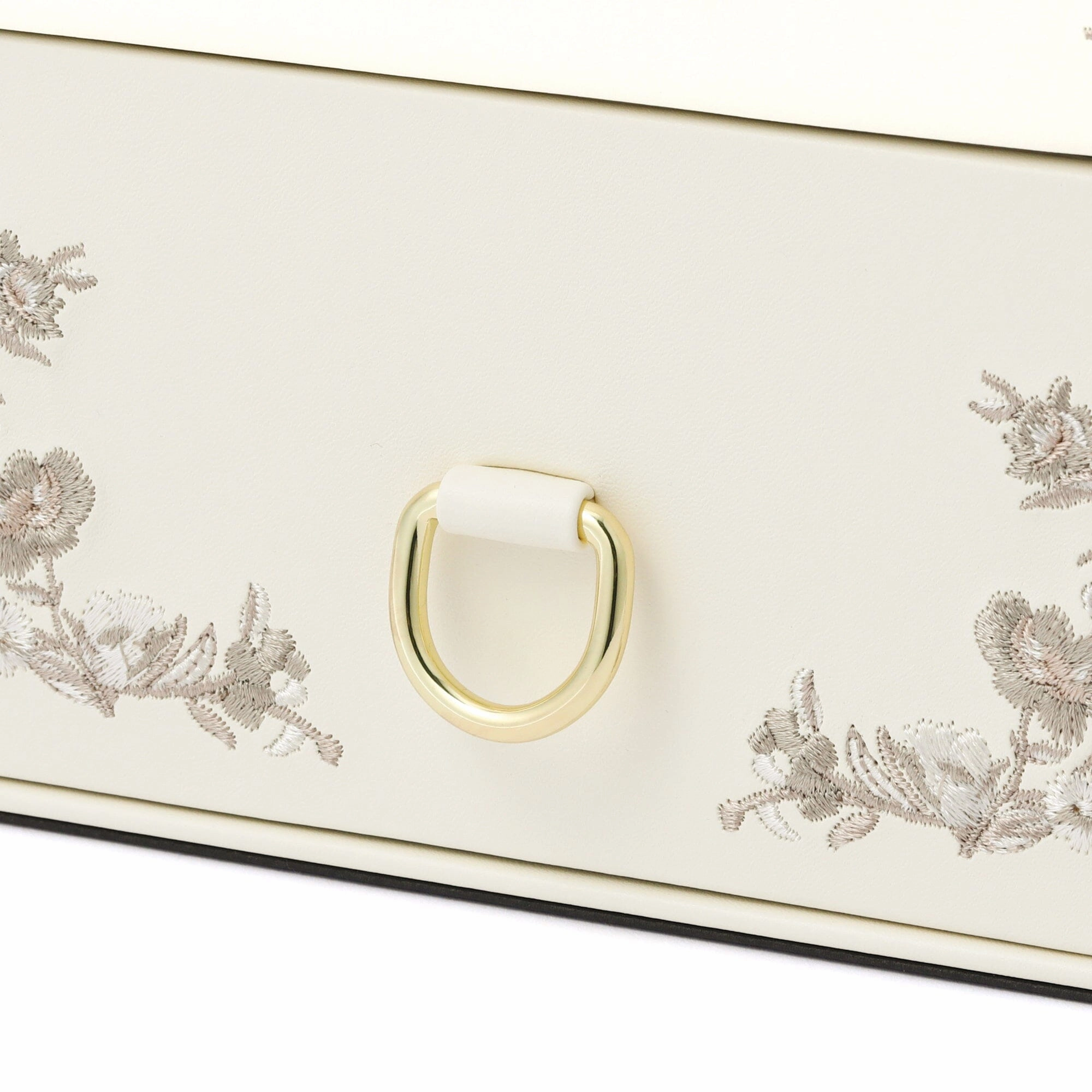 Embroidery Flower  Jewelry Box Beige