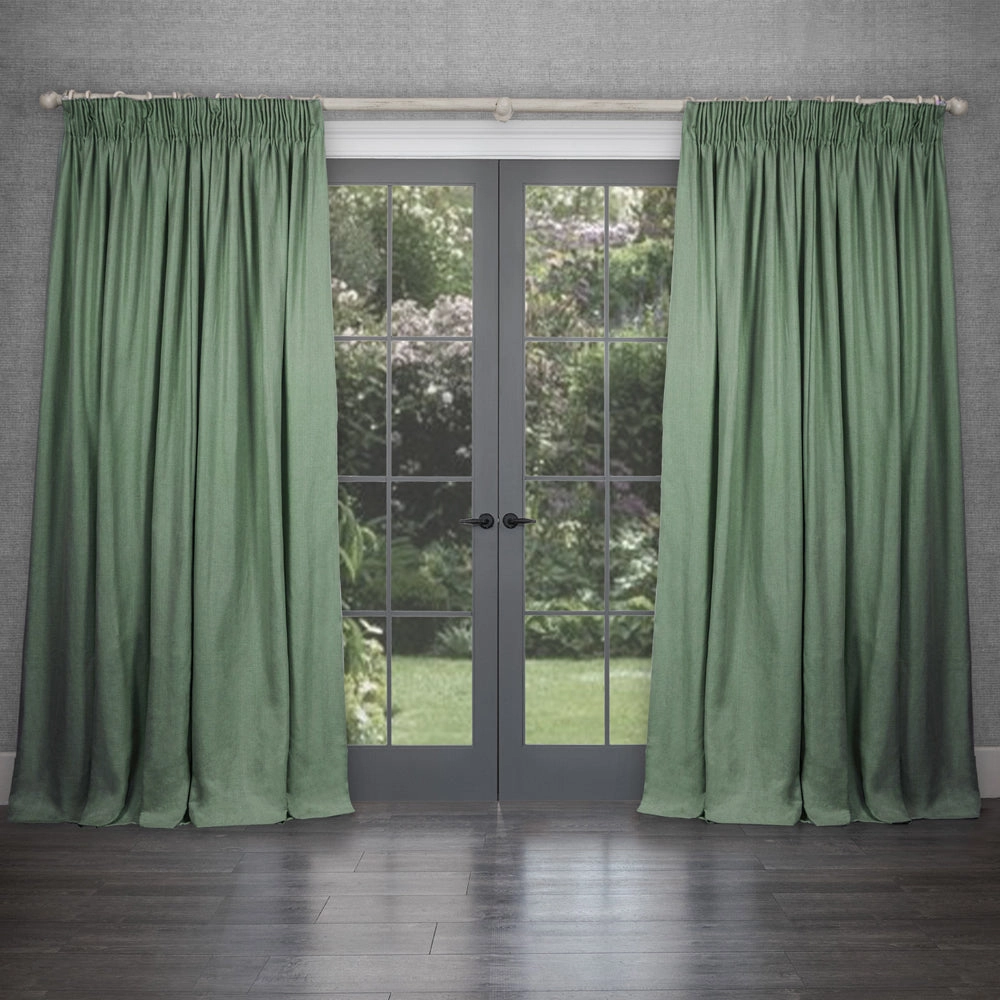 Emilio Woven Pencil Pleat Curtains Clover