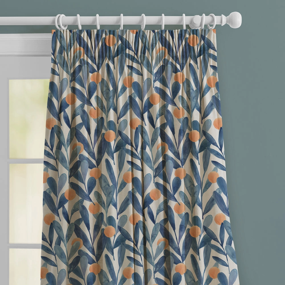 Enso Printed Made to Measure Curtains Cobalt