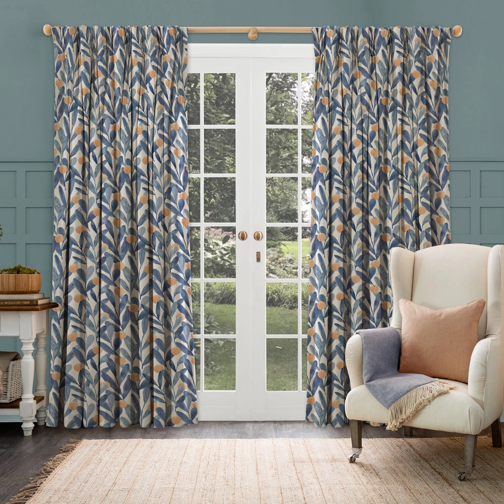 Enso Printed Made to Measure Curtains Cobalt