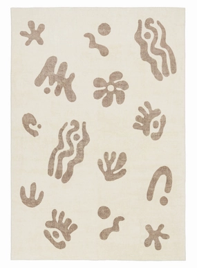 Esilda Brown Abstract Washable Rugmodern color block patchwork rug