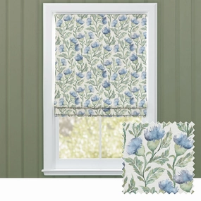 Ettrick Printed Cotton Made to Measure Roman Blinds Bluebell Creambedding sets ,throw blankets 
