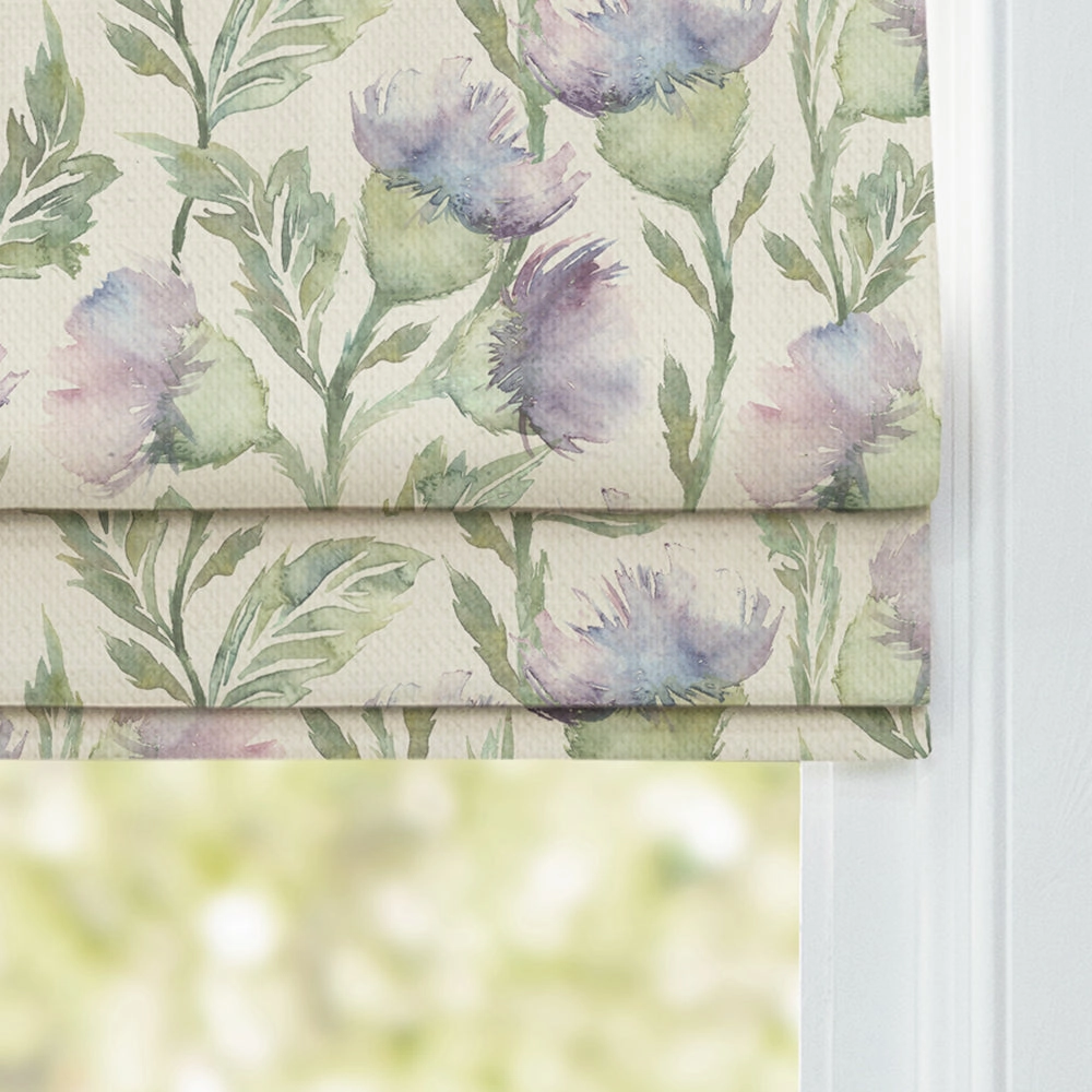 Ettrick Printed Cotton Made to Measure Roman Blinds Heather