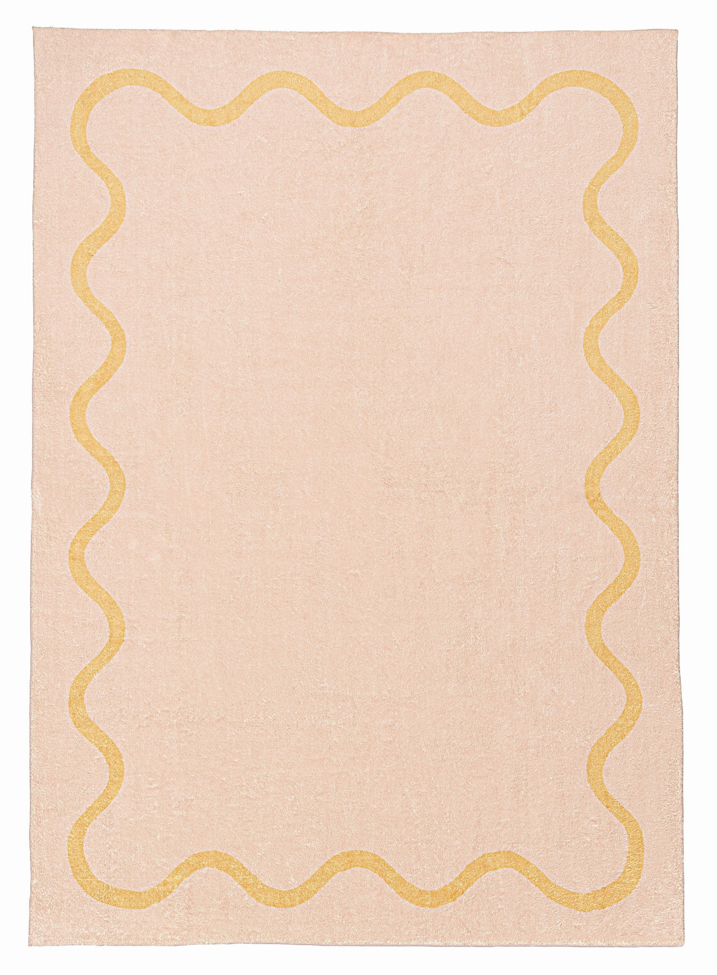 Eva Pink and Yellow Wiggle Bordered Washable Rugmodern color block patchwork rug