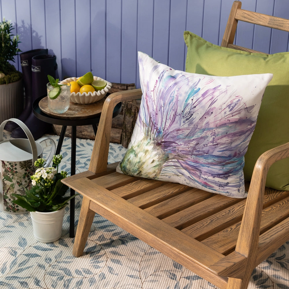 Expressive Thistle Outdoor Cushion Purple