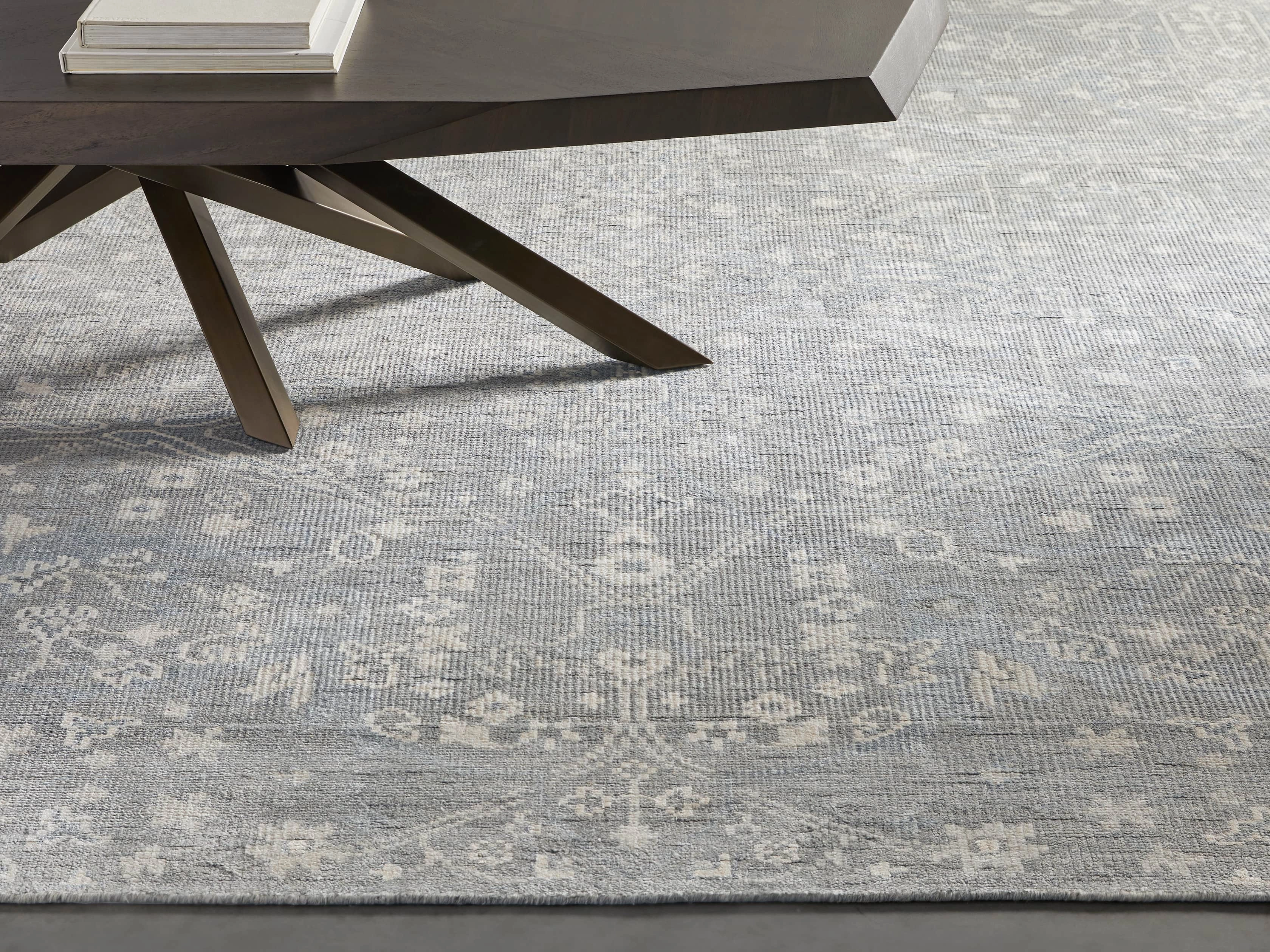 Faymount Hand-Knotted Rug in Light Bluemodern color block patchwork rug