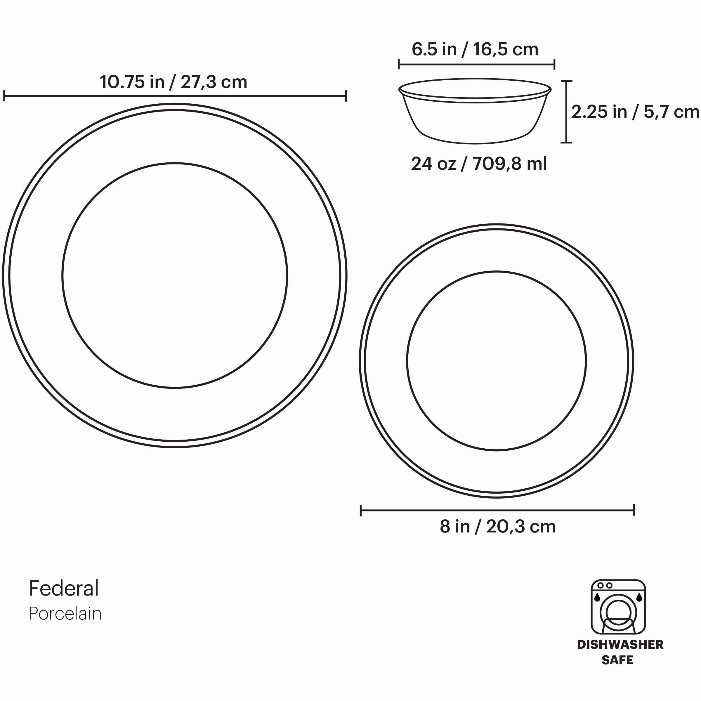 Federal Platinum 3-Piece Place Setting