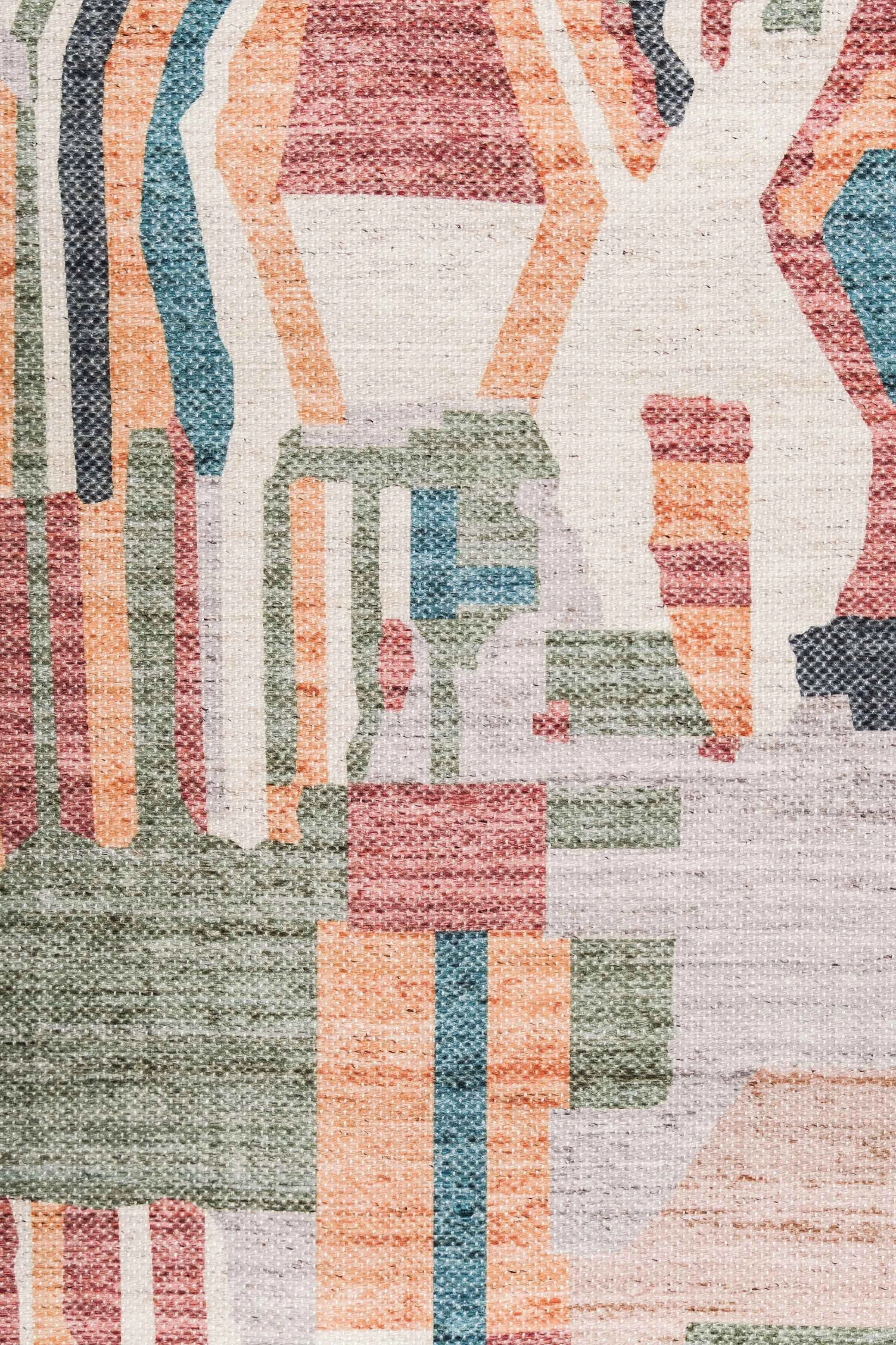 Fern Green and Orange Multi-Colour Abstract Tribal Indoor Outdoor Runner Rug *NO RETURNS UNLESS FAULTY