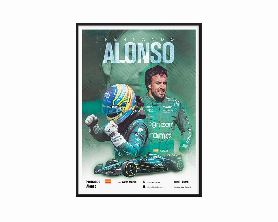 Fernando Alonso Vintage F1 Printnordic style wall decor