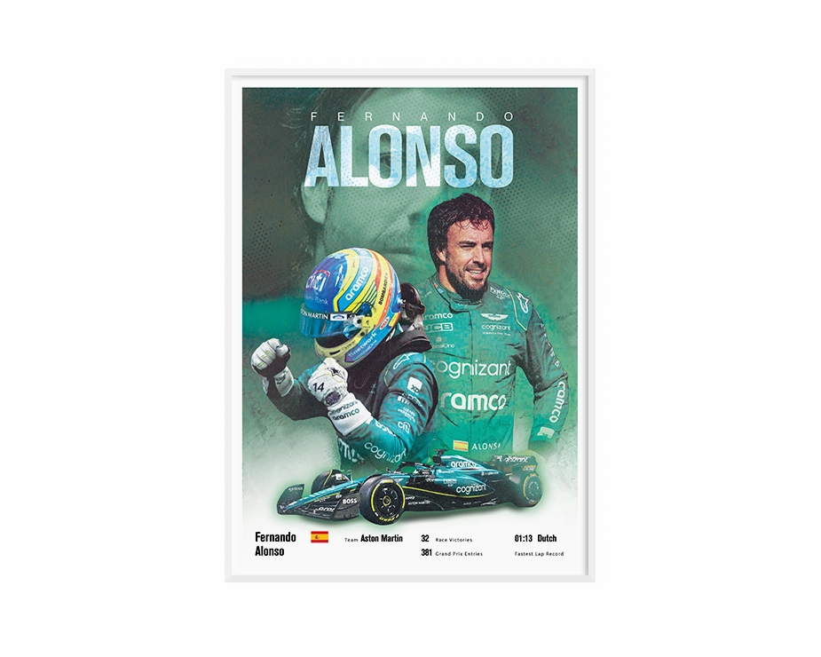 Fernando Alonso Vintage F1 Print