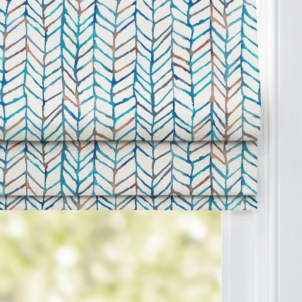 Fishing Net Printed Cotton Made to Measure Roman Blinds Cobalt