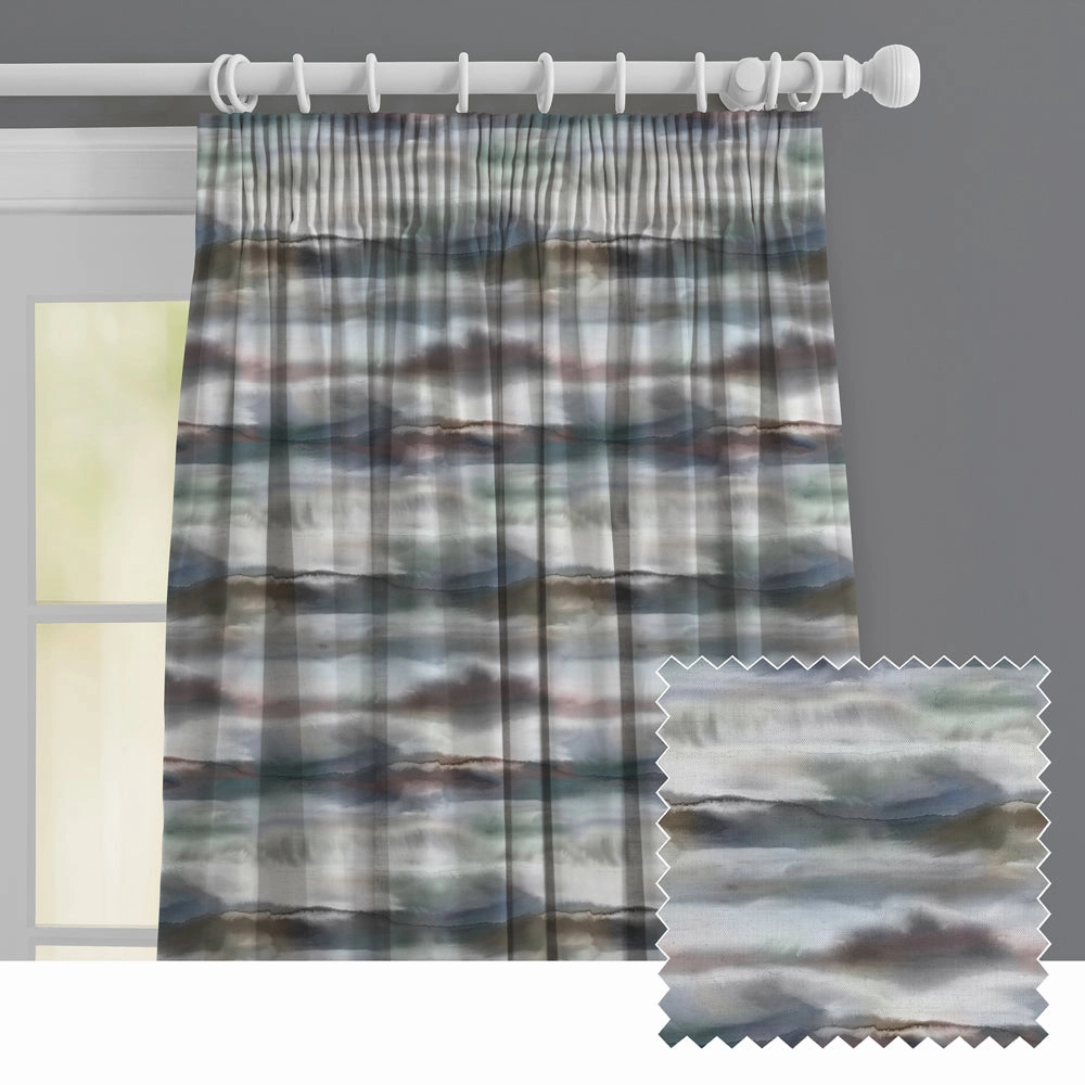 Fjord Printed Made to Measure Curtains Slatebedding sets ,throw blankets 