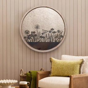 Fleur Et Faune Circle Antique Mirror Greywashmodern home decor ,home decor for bedroom 