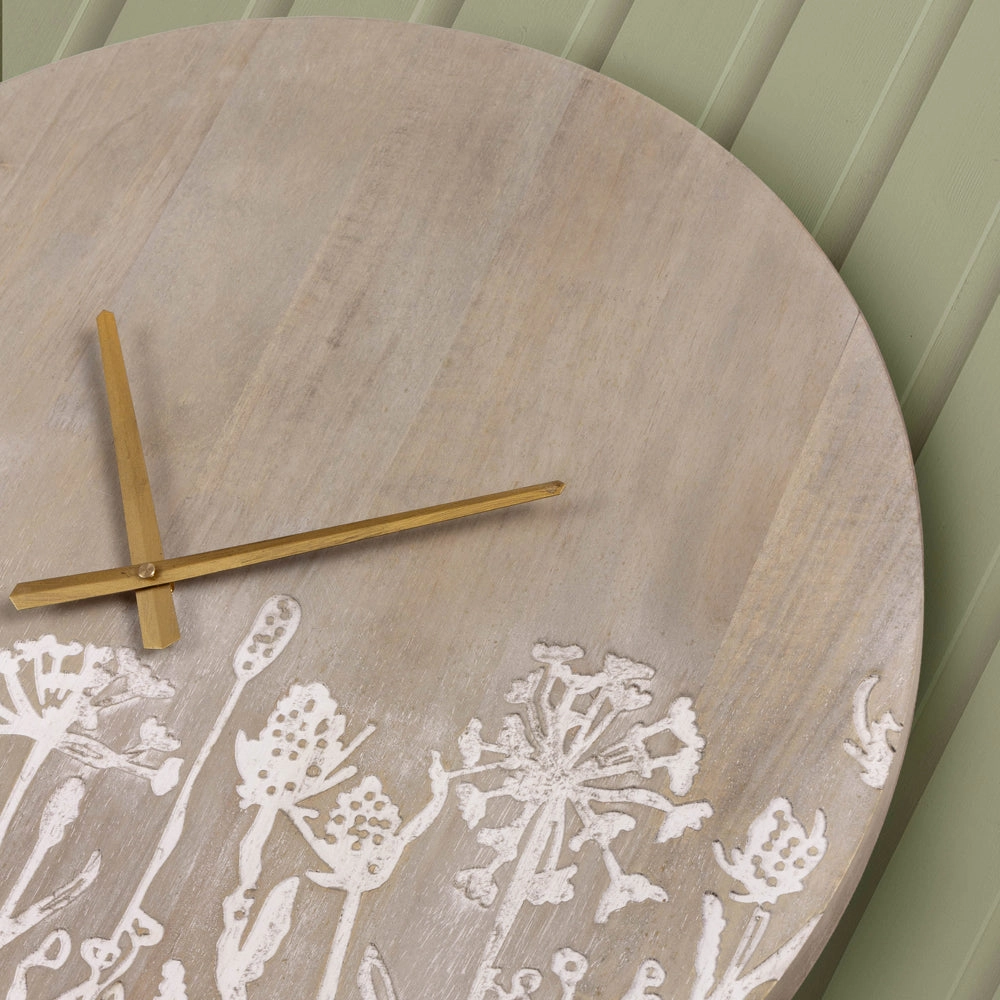 Fleur Et Faune Wooden Clock Greywash