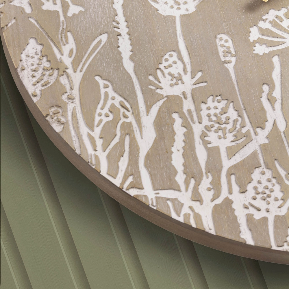Fleur Et Faune Wooden Clock Greywash
