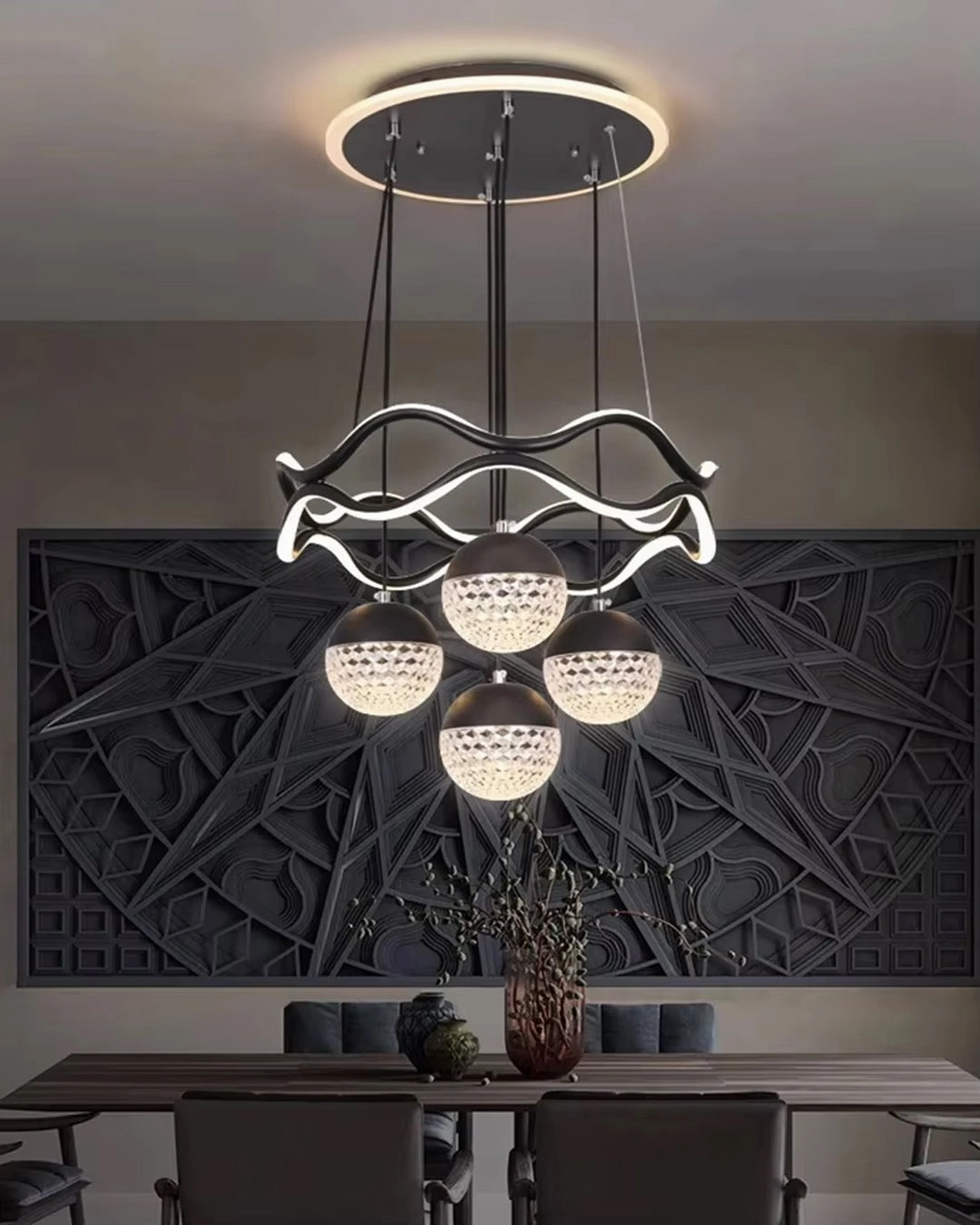 Floating Glass Globes Waveform Chandeliermodern wall lamp,smart wall lamp