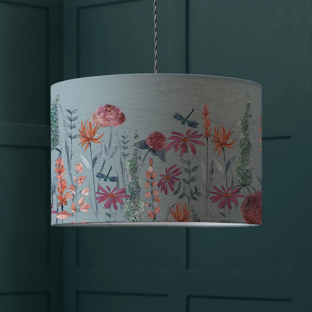 Florabunda Eva Lamp Shade Cornflowerreplacement lampshade,White Linen Drum Lampshade for Table or Floor Lamp