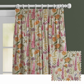 Florabunda Linen Printed Made to Measure Curtains Russetbedding sets ,throw blankets 