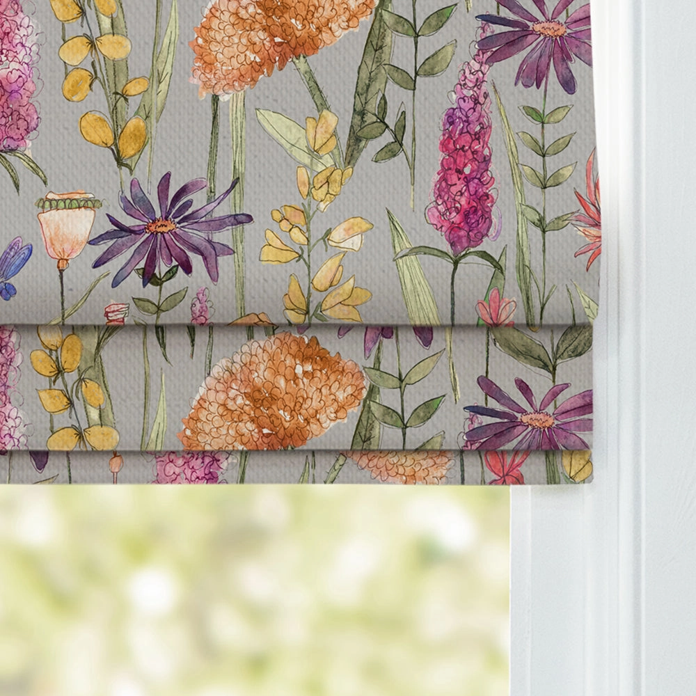 Florabunda Printed Cotton Made to Measure Roman Blinds Russet/Beige