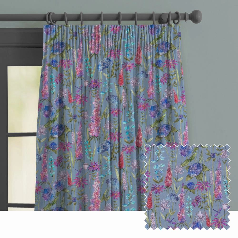 Florabunda Printed Made to Measure Curtains Bluebellbedding sets ,throw blankets 