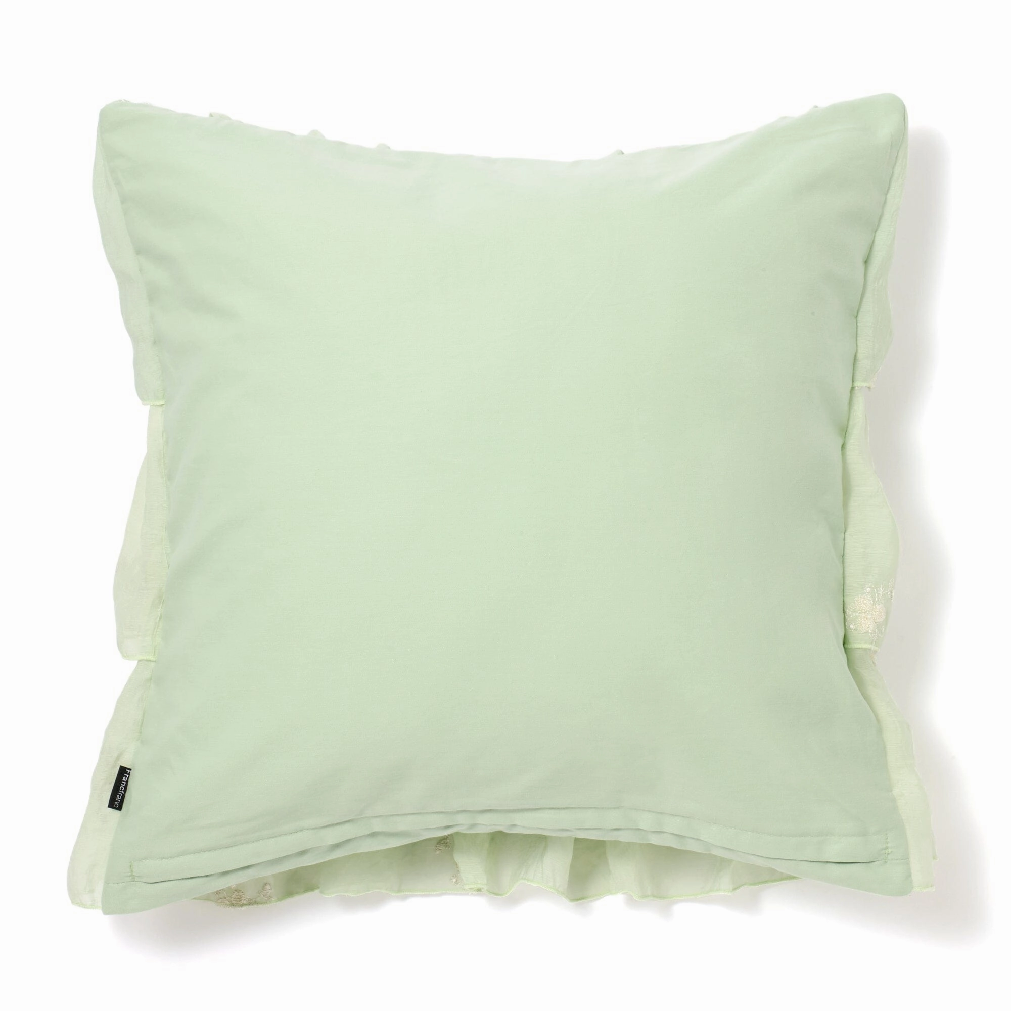 Flower Emb Frill Cushion Cover 450 X 450 Light Green