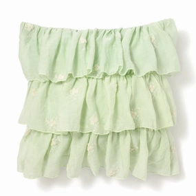 Flower Emb Frill Cushion Cover 450 X 450 Light Greenbedding sets ,throw blankets 