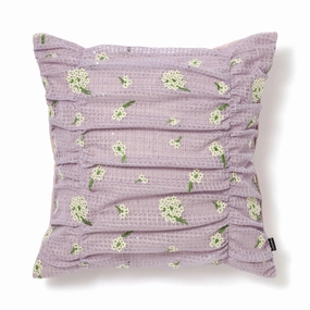 Flower Emb Gathered Cushion Cover 450 X 450 Purplebedding sets ,throw blankets 