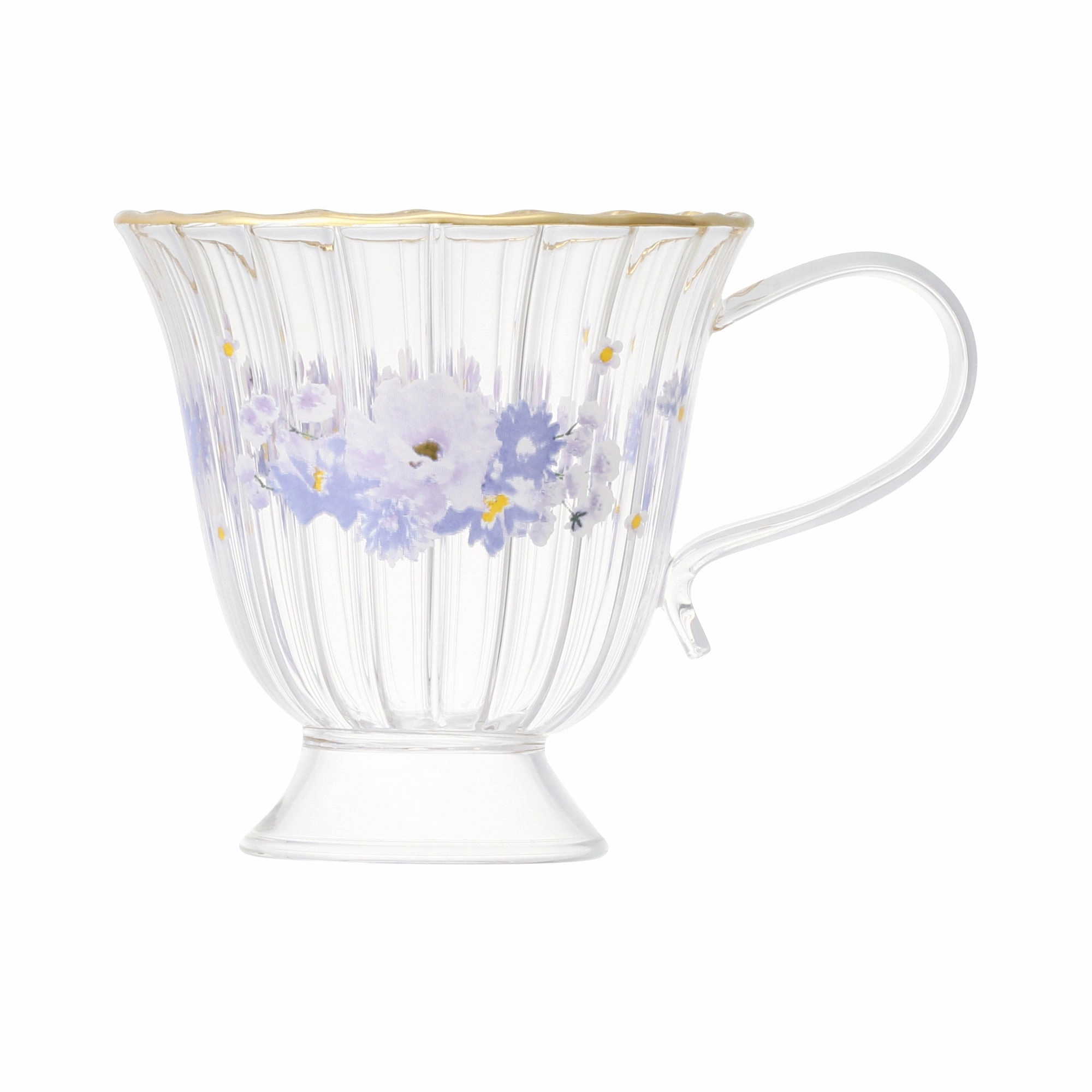 Flower Frill Glass Mug Purple