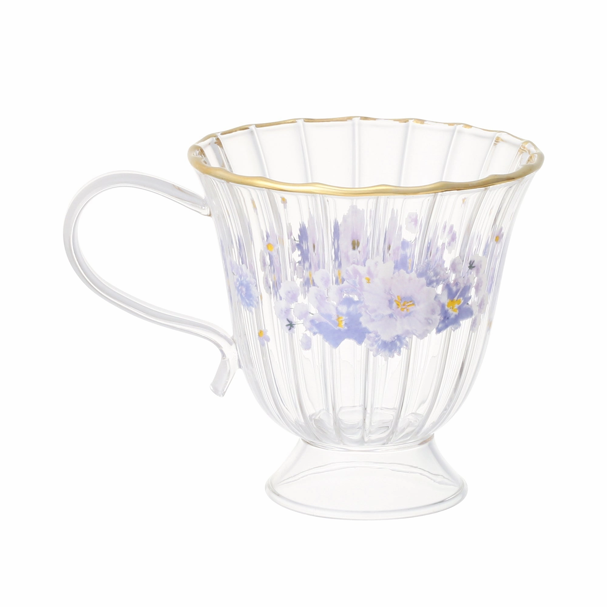 Flower Frill Glass Mug Purple