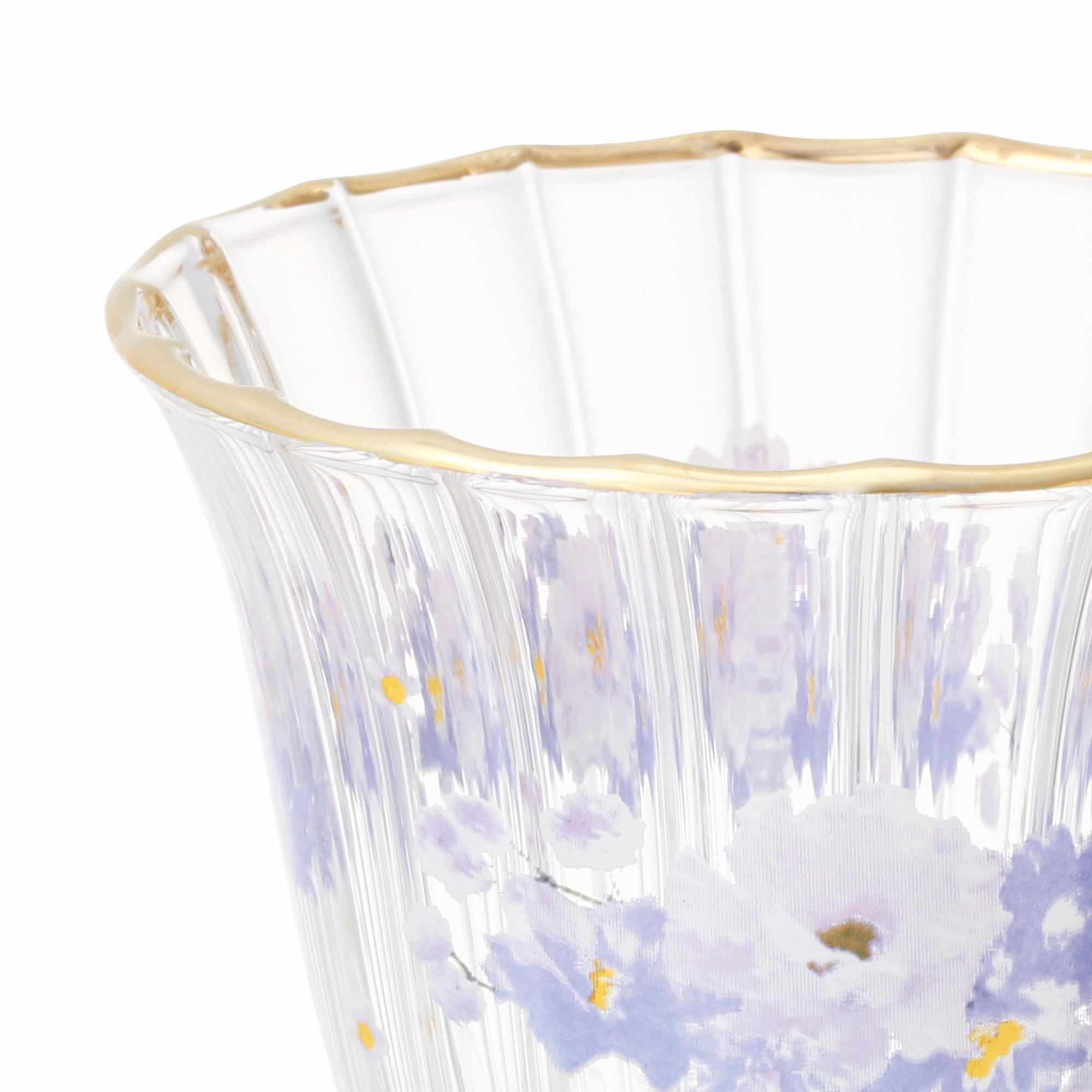 Flower Frill Glass Mug Purple