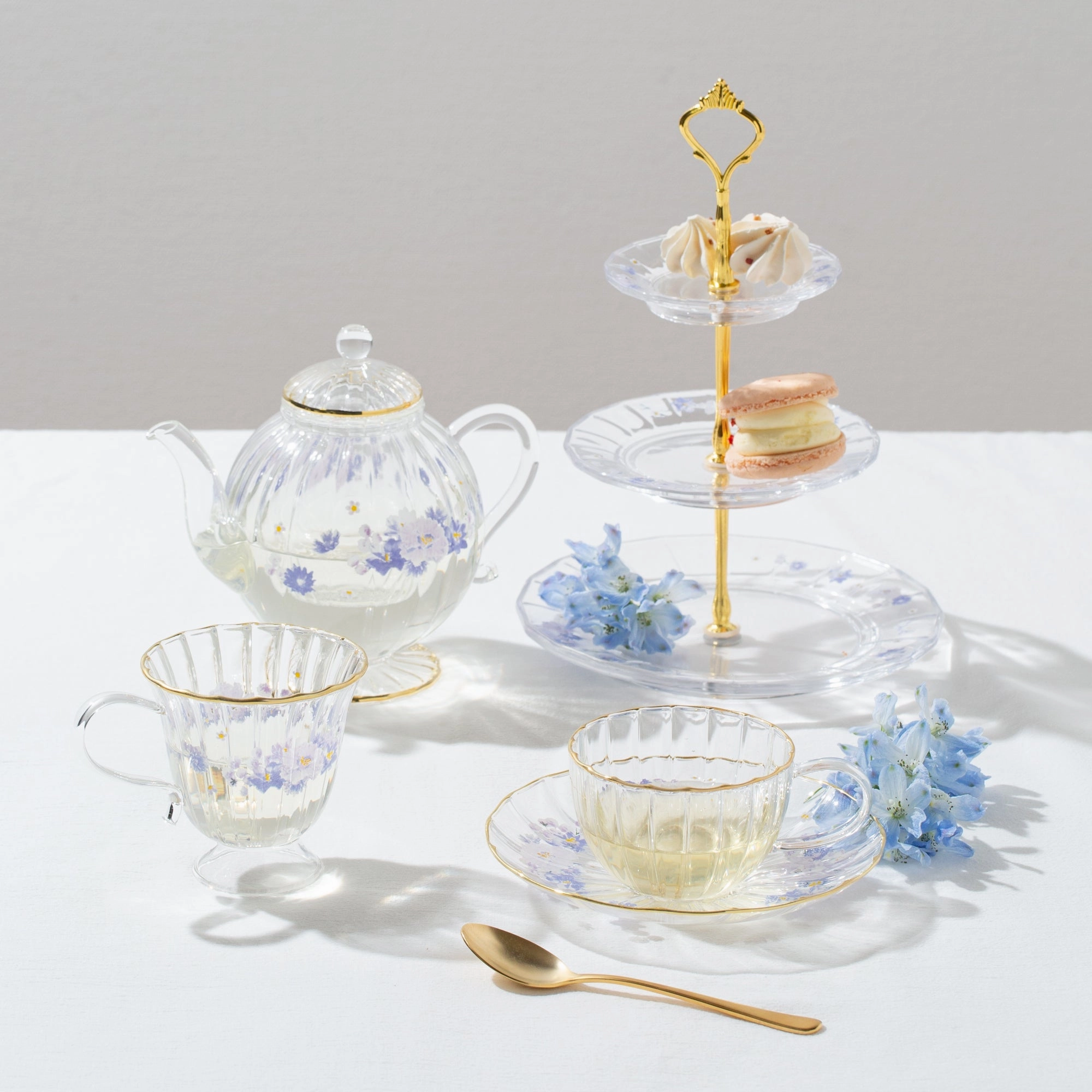 Flower Frill Glass Mug Purple