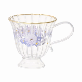 Flower Frill Glass Mug Purpleglass cups ,personalized mugs 