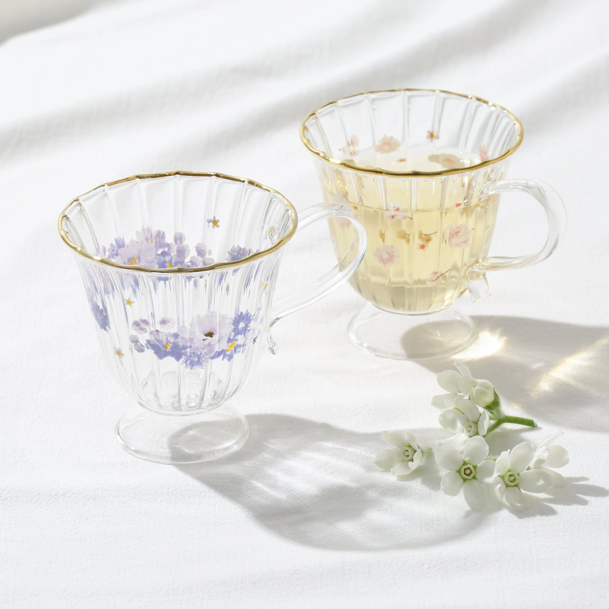 Flower Frill Glass Mug Purple