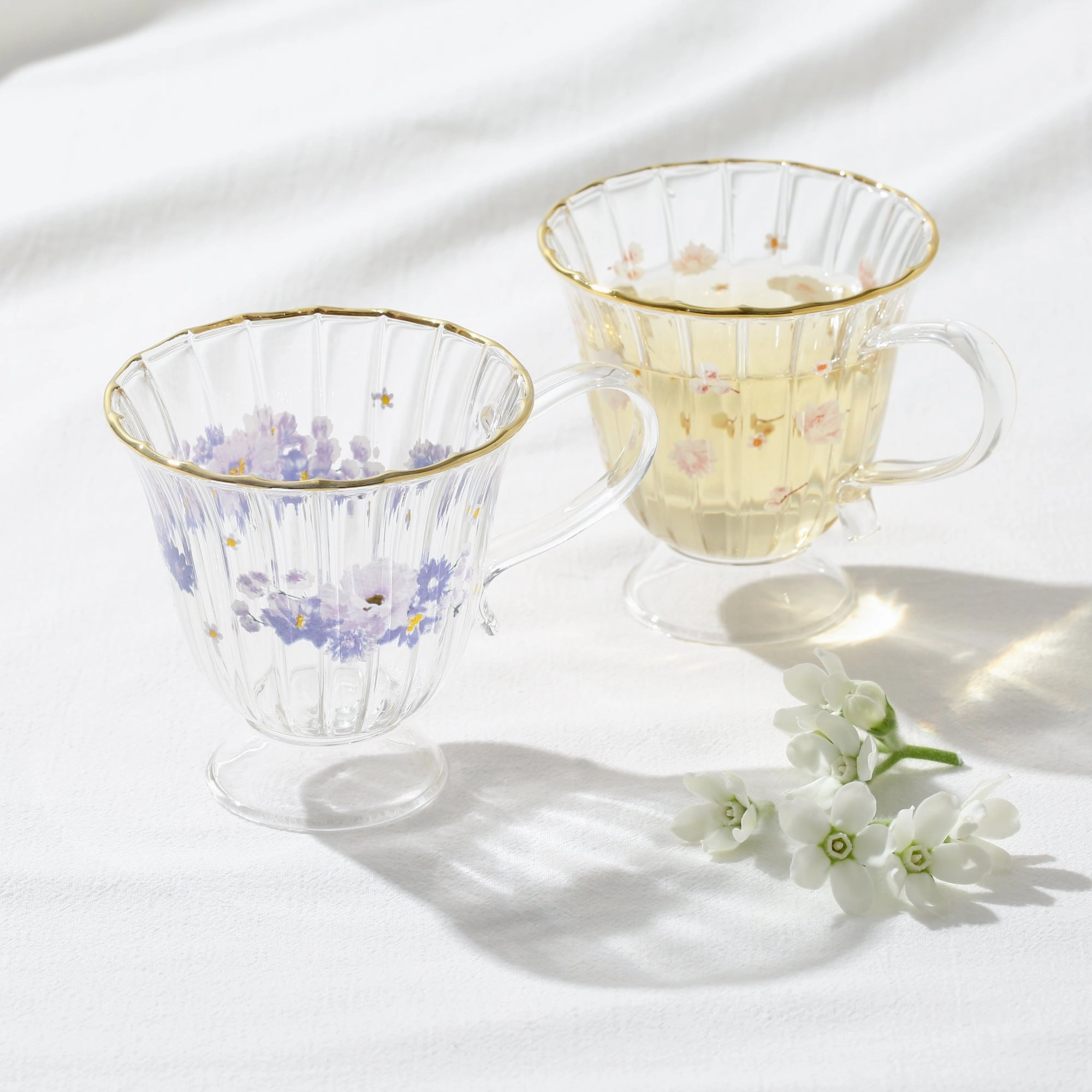Flower Frill Glass Mug White