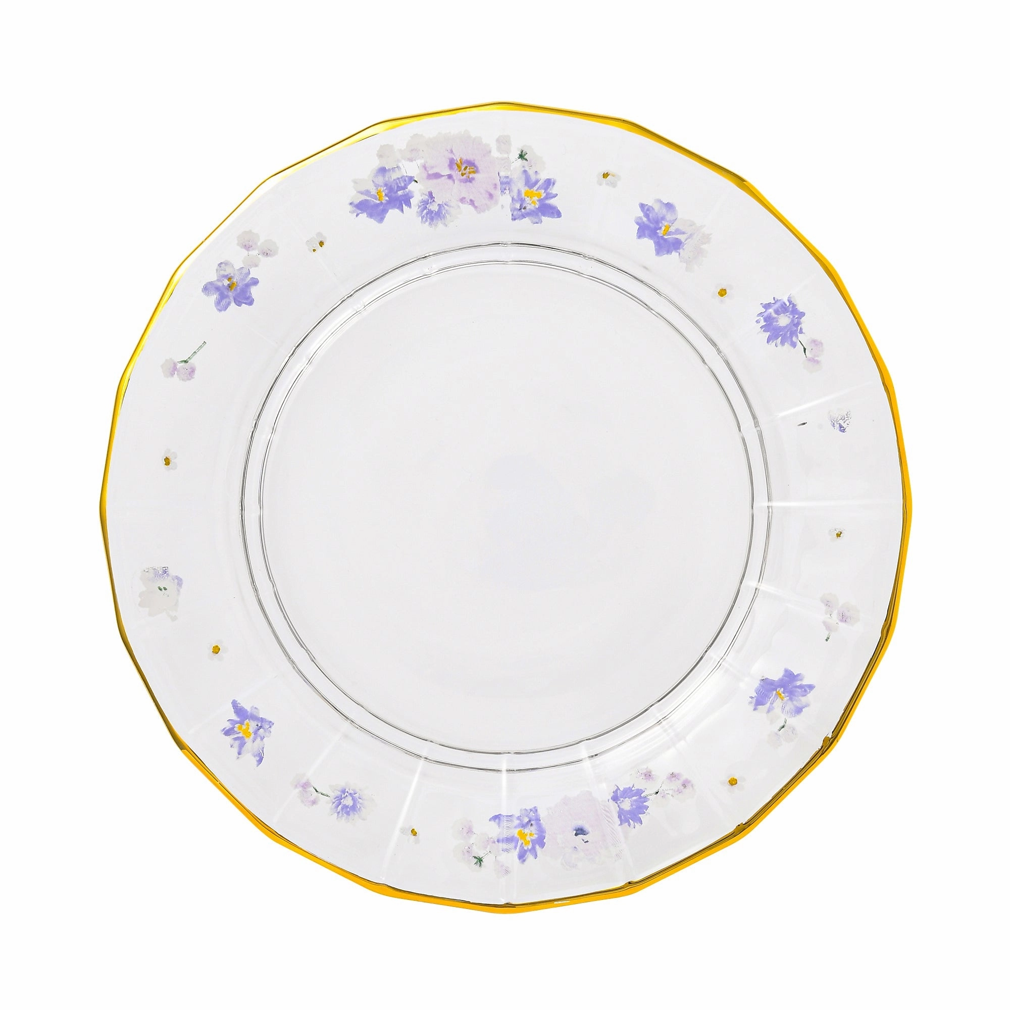 Flower Frill Glass Plate Purplehand-painted ceramic bowl