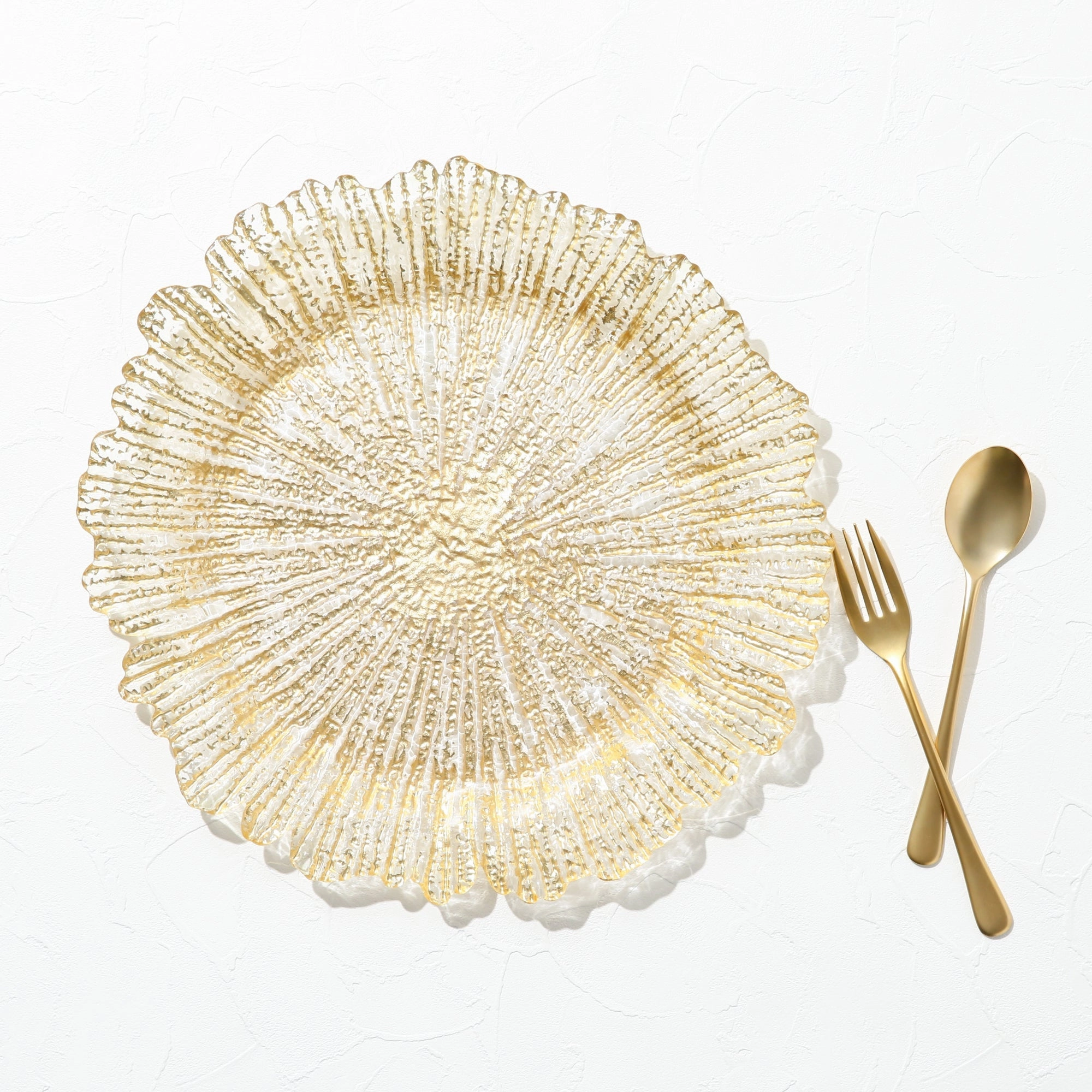 Flower Glass Plate Large Gold