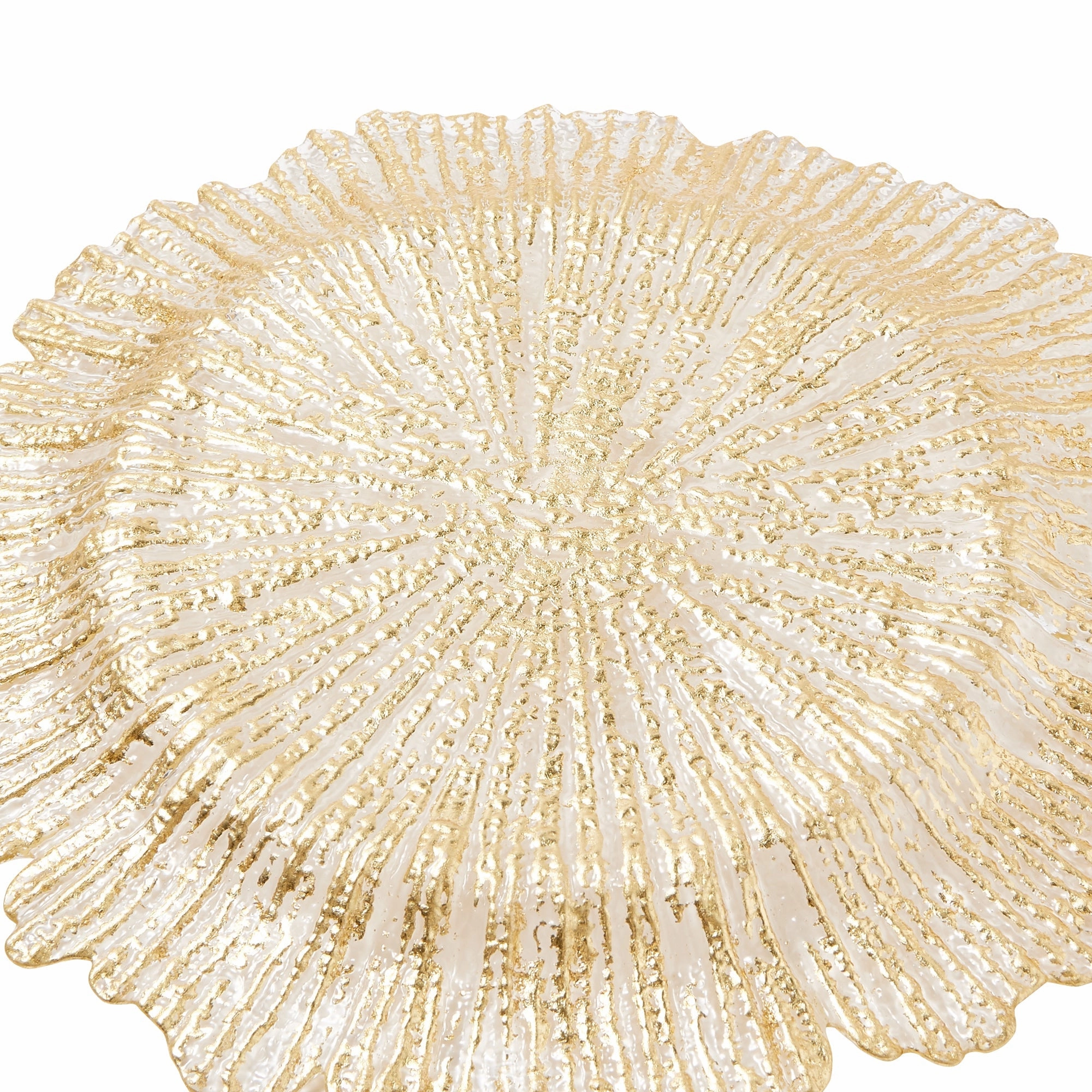Flower Glass Plate Large Gold