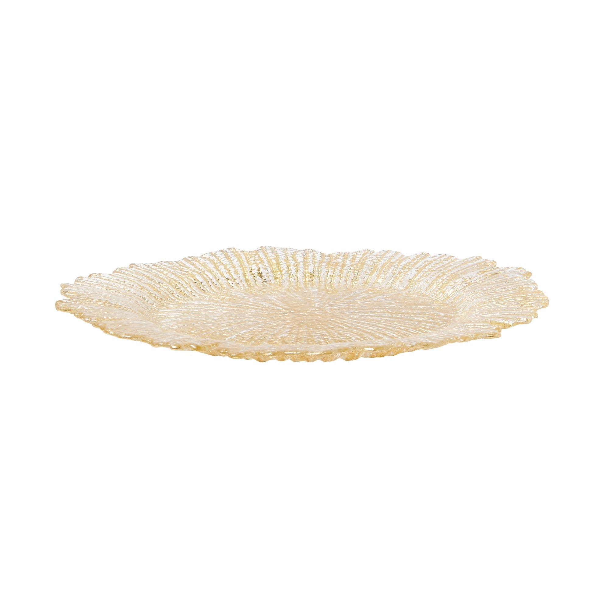 Flower Glass Plate Large Gold