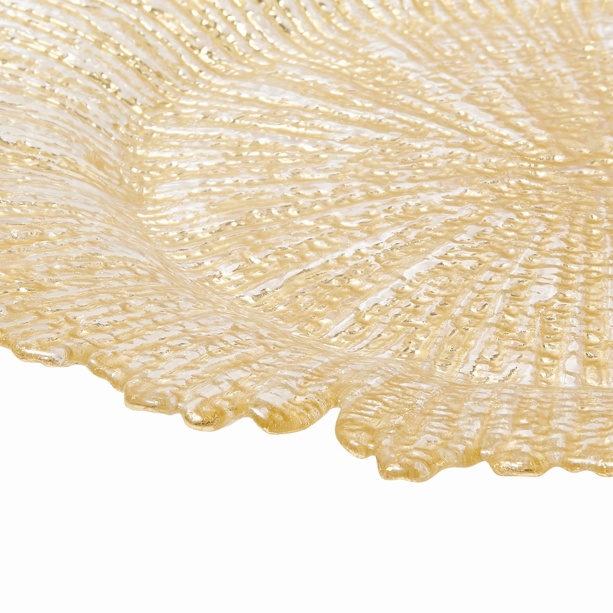Flower Glass Plate Large Gold