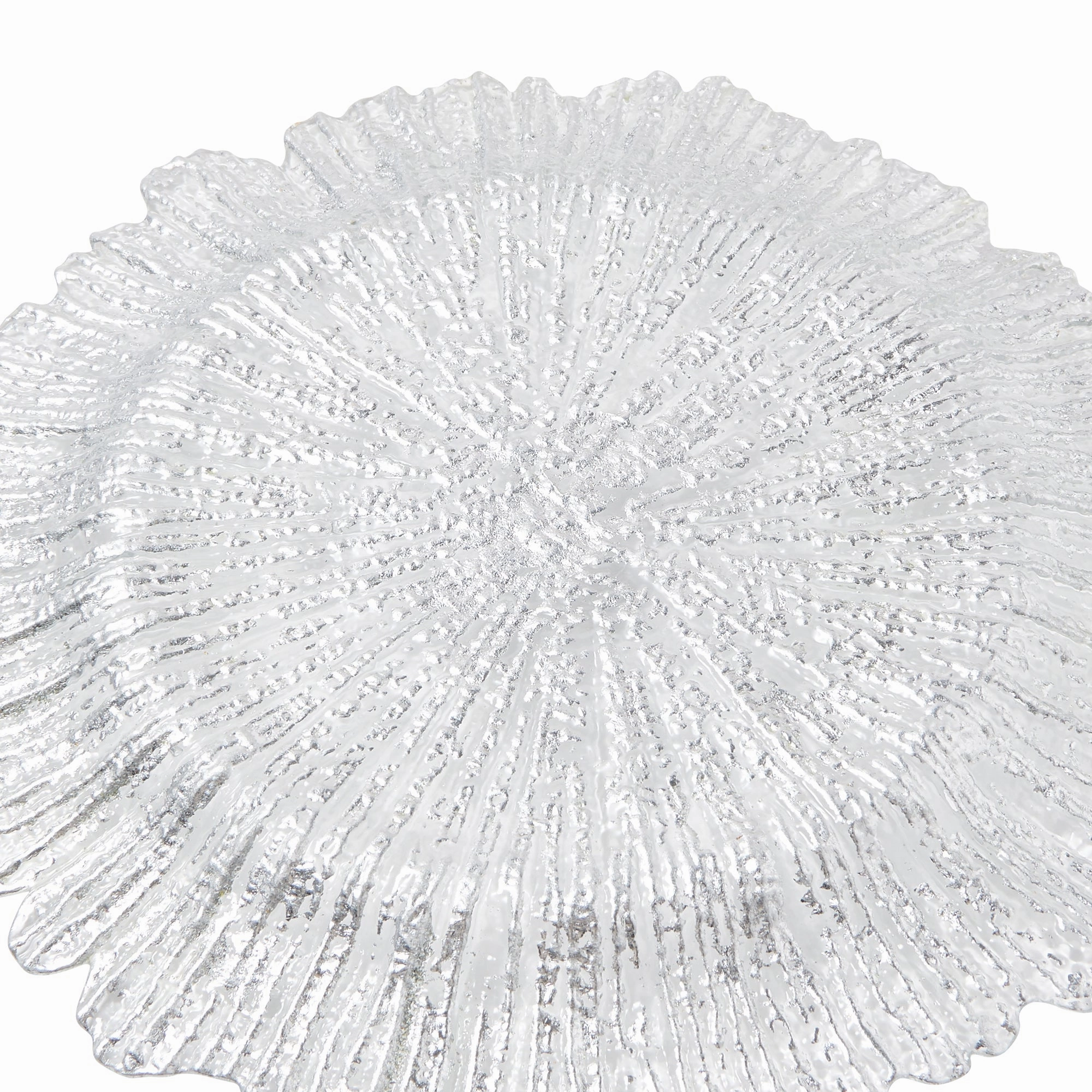Flower Glass Plate Large Silver