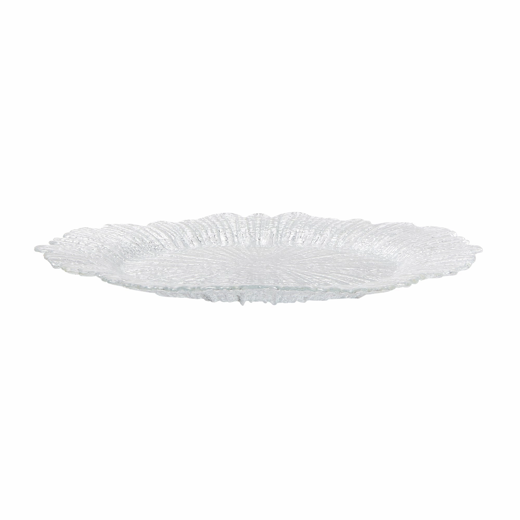Flower Glass Plate Large Silver