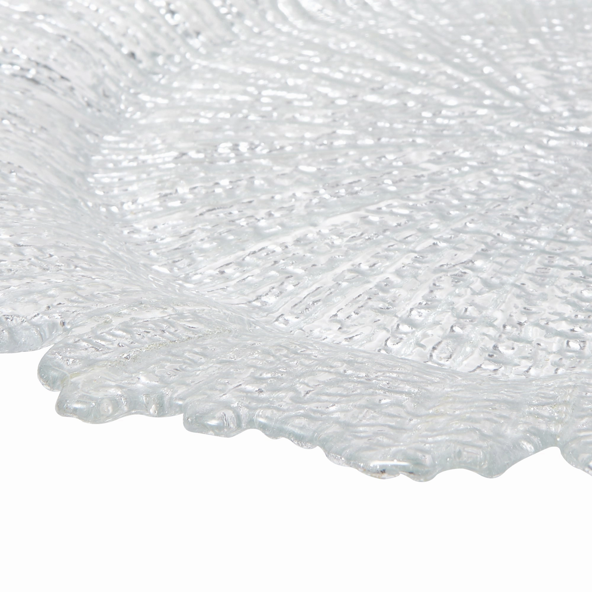 Flower Glass Plate Large Silver
