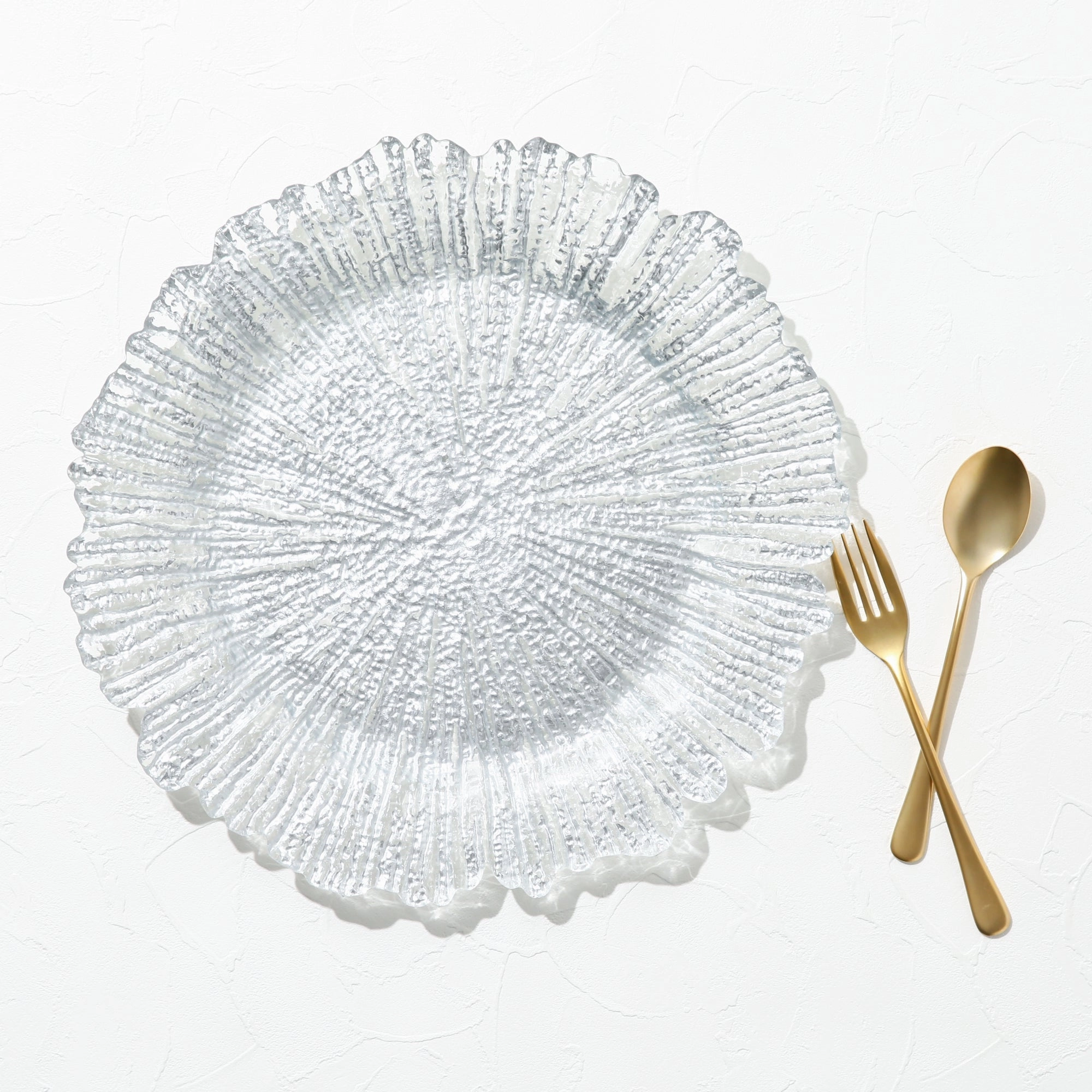 Flower Glass Plate Large Silver