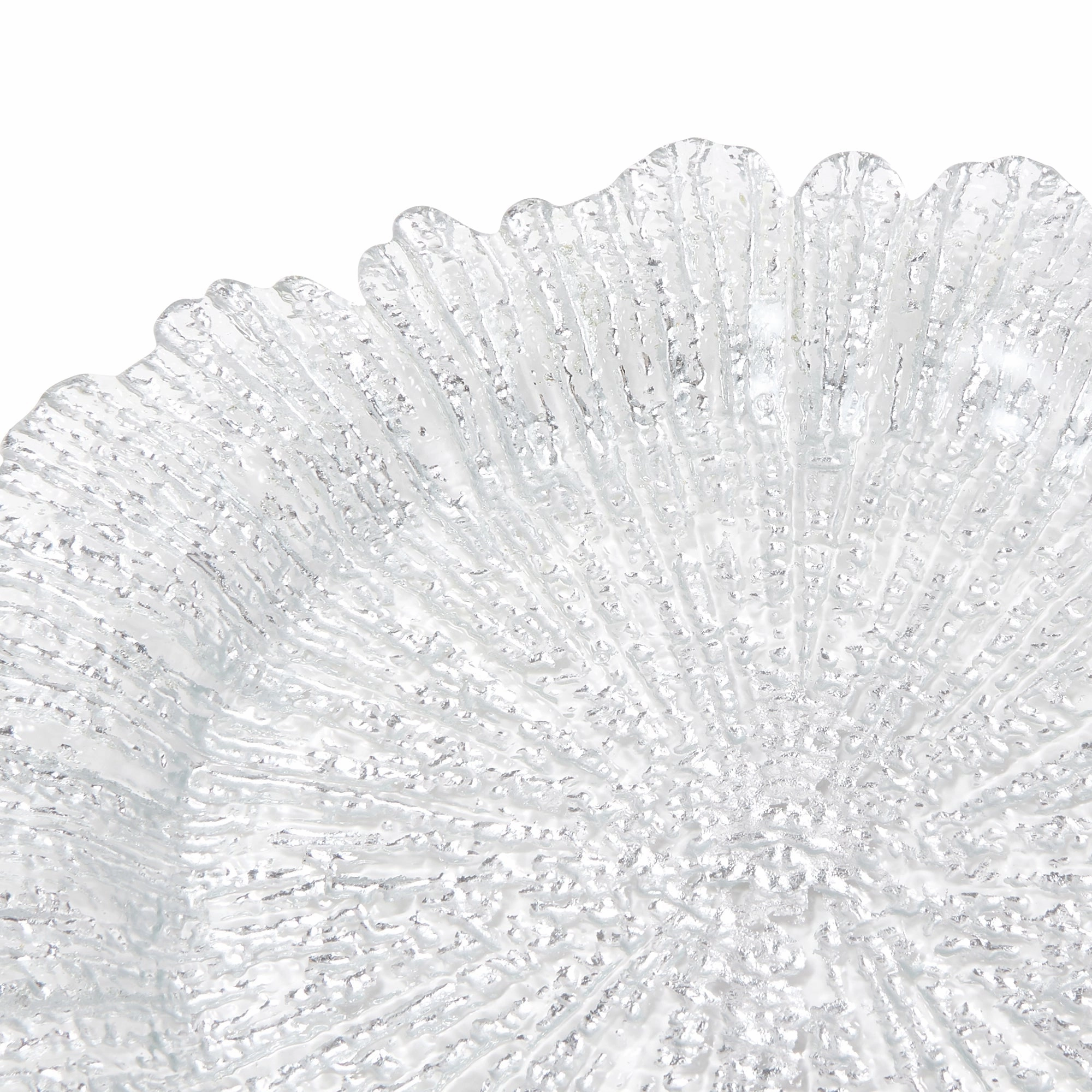 Flower Glass Plate Large Silver