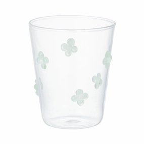 Flower Glass Tumbler Greenglass cups ,personalized mugs 