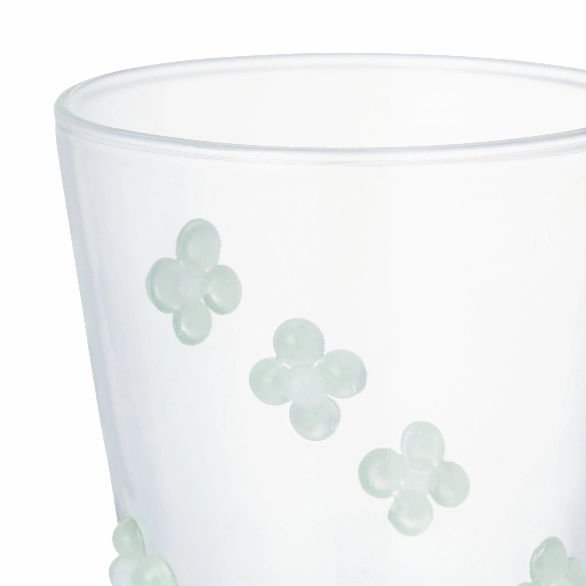 Flower Glass Tumbler Green