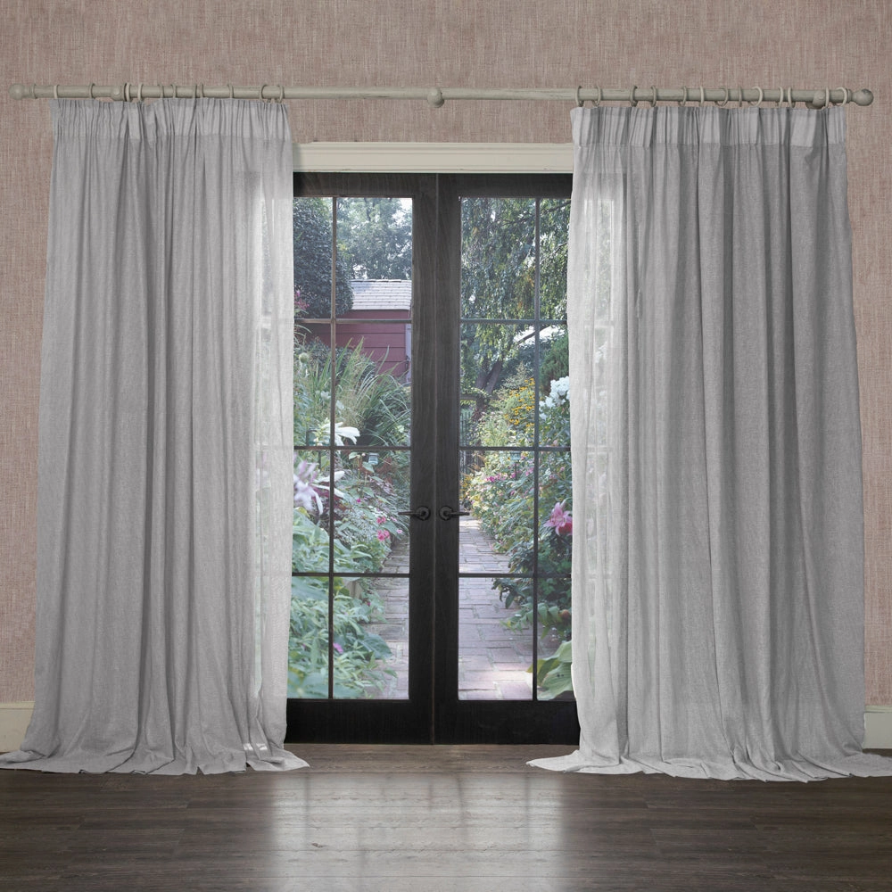 Focus Sheer Woven Pencil Pleat Curtains Zinc
