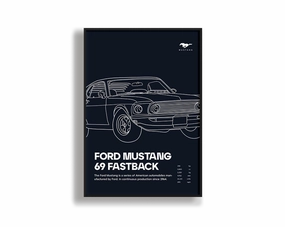 Ford Mustang 69 Fastback 02 Navynordic style wall decor