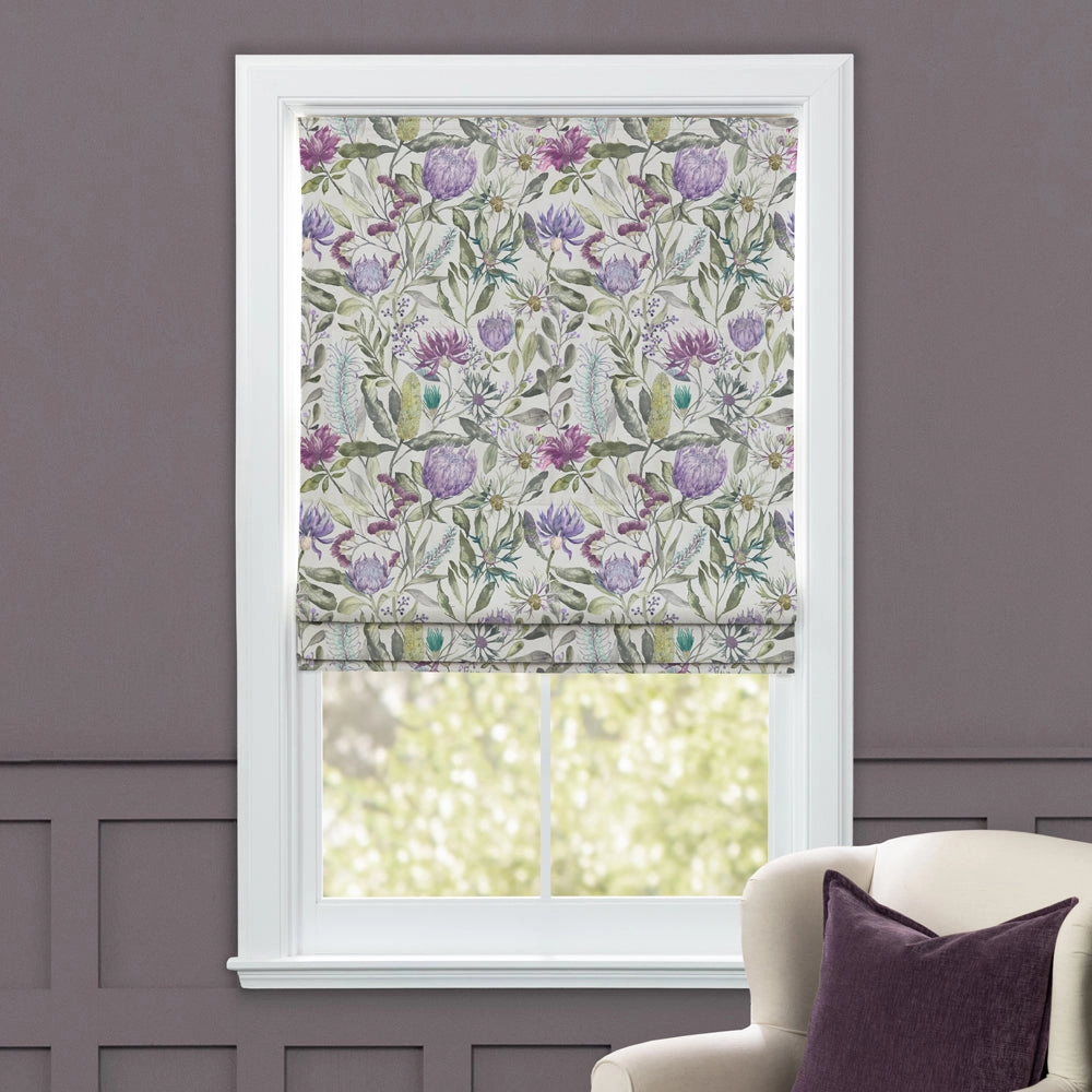 Fortazela Printed Cotton Made to Measure Roman Blinds Violet