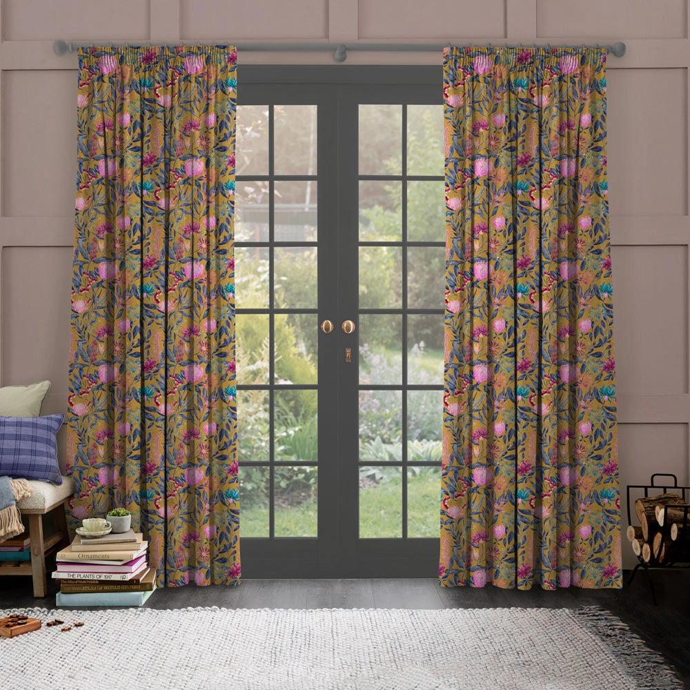 Fortazela Printed Made to Measure Curtains Gold